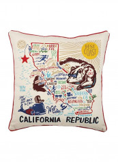 Home State California Republic Decorative Throw Pillow Beige/Blue/Red 20x20inch