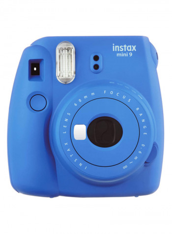 Instax Mini 9 Instant Film Camera Cobalt Blue With Leather Carry Case And 20 Film Sheets