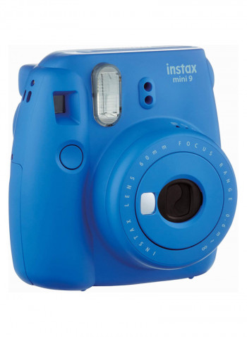 Instax Mini 9 Instant Film Camera Cobalt Blue With Leather Carry Case And 20 Film Sheets