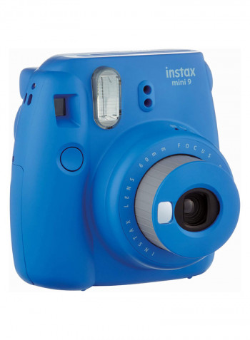 Instax Mini 9 Instant Film Camera Cobalt Blue With Leather Carry Case And 20 Film Sheets