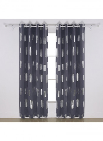 2-Piece Oblong Pattern Print Blackout Curtain Grey/Silver 52 x 63inch