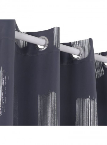 2-Piece Oblong Pattern Print Blackout Curtain Grey/Silver 52 x 63inch