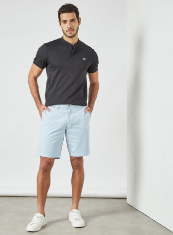 Mandarin Collar Slim Fit Polo Black