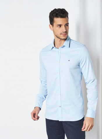 Slim Fit Dobby Shirt Calm Blue