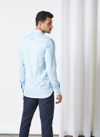 Slim Fit Dobby Shirt Calm Blue