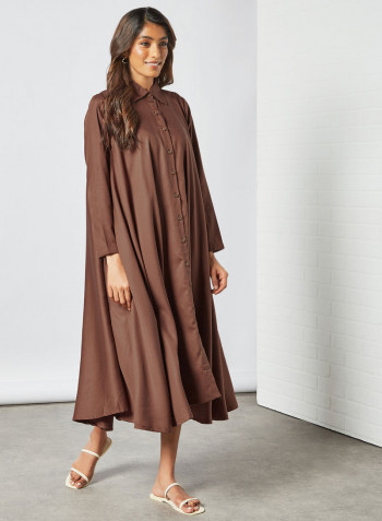 Relaxed Shirt Dress Brown