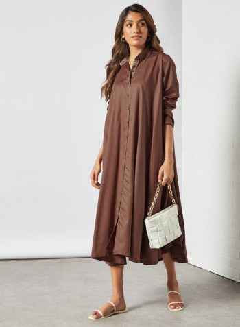 Relaxed Shirt Dress Brown