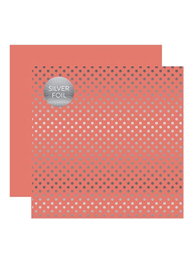 25-Piece Peony Foiled Dot Stripe Double Sided Card Stock Pink