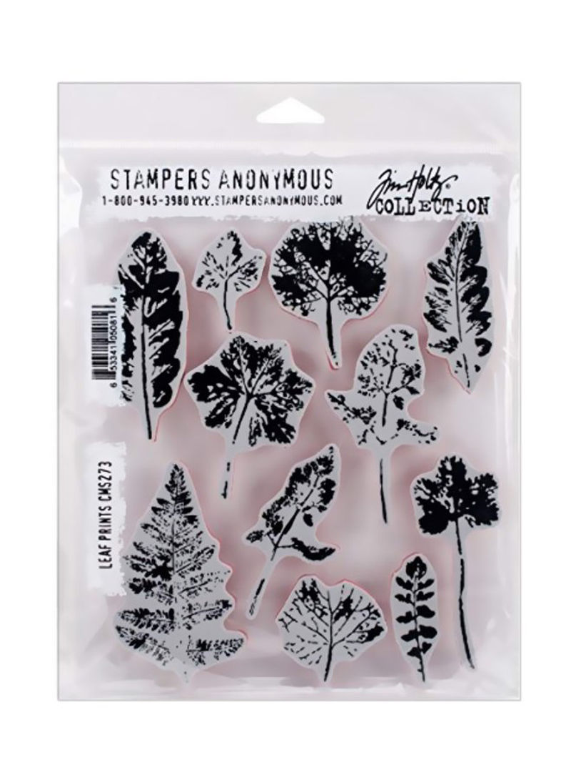 Leaf Printed Cling Stamps Black/White