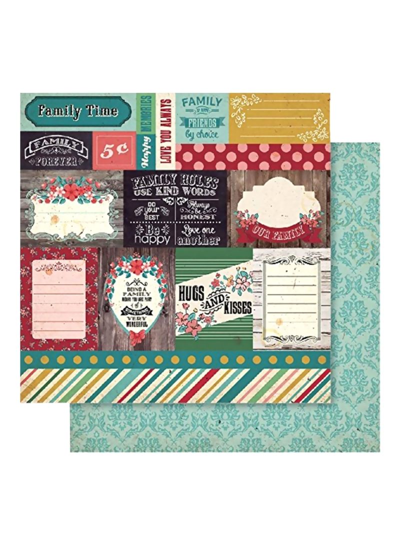 Bella! Family Double Sided Card Stock Brown/Blue/Red