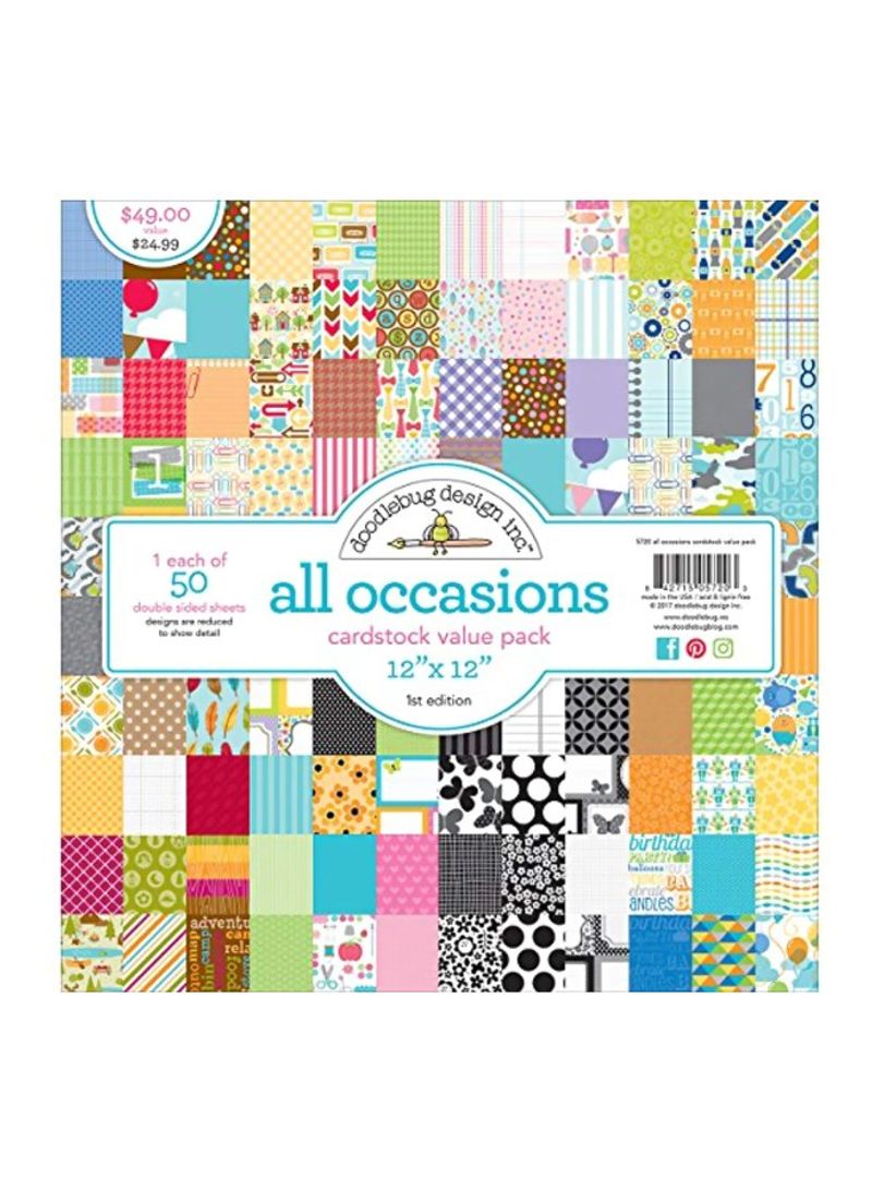 50-Piece All Occasions Double-Sided Card Stock Set
