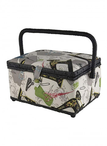 Vintage Sewing Basket Kit Black/White/Green