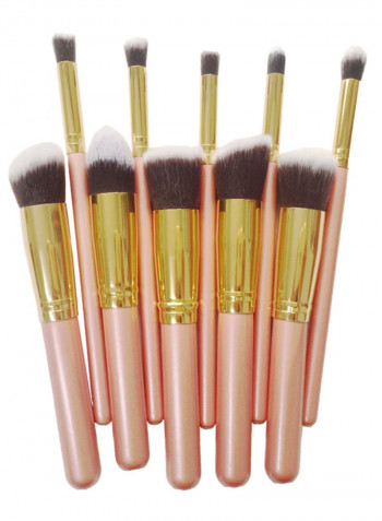 طقم فراشي مستحضرات تجميل مكون من 10 قطع Rose Gold/Gold/Brown