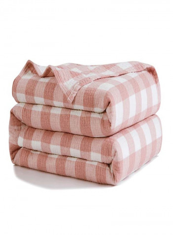 Color Block Checkered Blanket Cotton Pink 150x200centimeter