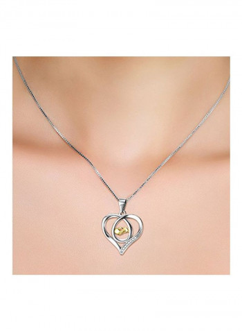 925 Sterling Silver Cubic Zirconia Studded Mother And Child Hands Pendant Necklace