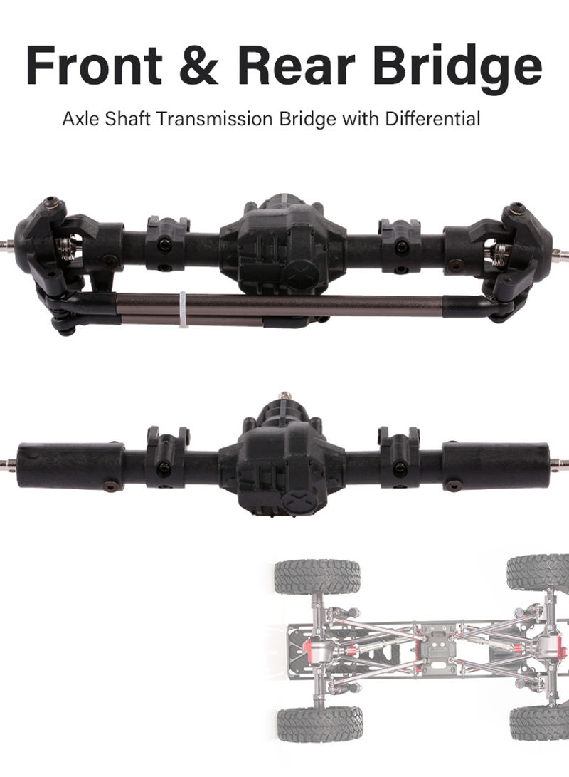 Front And Rear Axle Shaft Transmission Bridge With Differential For 1/10 Axial SCX10 RC4WD D90 RC Crawler 25 X 5 X 15cm