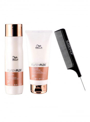 Fusion Plex Intense Repair Shampoo And Conditioner Duo Set With Sleek Steel Pin Tail Comb