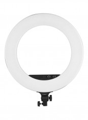 Photography LED Video Ring Light With Mirror Phone Holder And Carrying Bag 18inch Pink/White