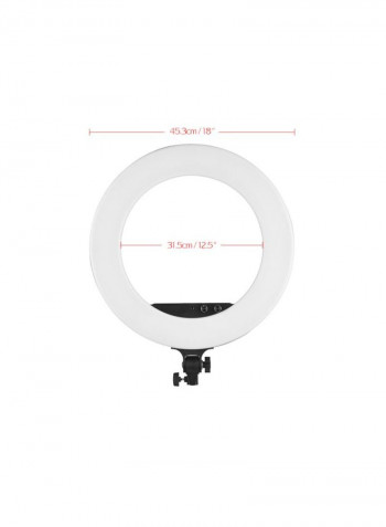 Photography LED Video Ring Light With Mirror Phone Holder And Carrying Bag 18inch Pink/White