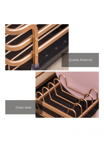 Aluminum Alloy Dish Rack with Drainage Outlet Storage Rack for Dishes Kitchen Rack Kitchen Sink Drying Shelf Bowl Holder Tool Holder Storage Box Drain Rack with Chopsticks Holder Black Gold Black & Gold 43*15*33cm