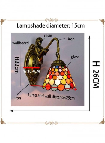 Balcony Retro Stained Glass Wall Lamp Multicolour 27x12x24centimeter