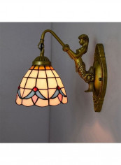 Magnolia Flower Retro Stain Glass Wall Lamp Multicolour 15x11x22centimeter