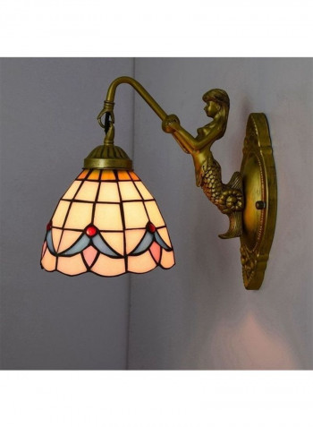 Magnolia Flower Retro Stain Glass Wall Lamp Multicolour 15x11x22centimeter