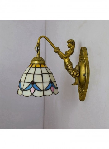 Magnolia Flower Retro Stain Glass Wall Lamp Multicolour 15x11x22centimeter