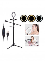 LED Ring Light Kit with Metal Tripod Stand White/Black