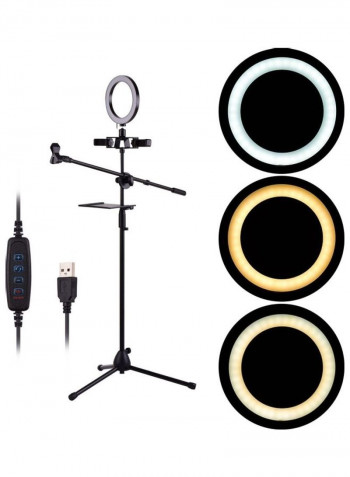 LED Ring Light Kit with Metal Tripod Stand White/Black