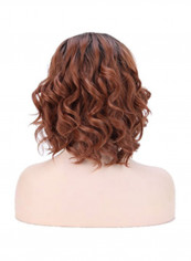 Synthetic Wavy Bob Wig Natural Black/Light Auburn 14inch