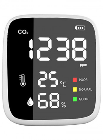 Carbon Dioxide Detector with LED Display White/Black