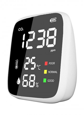 Carbon Dioxide Detector with LED Display White/Black