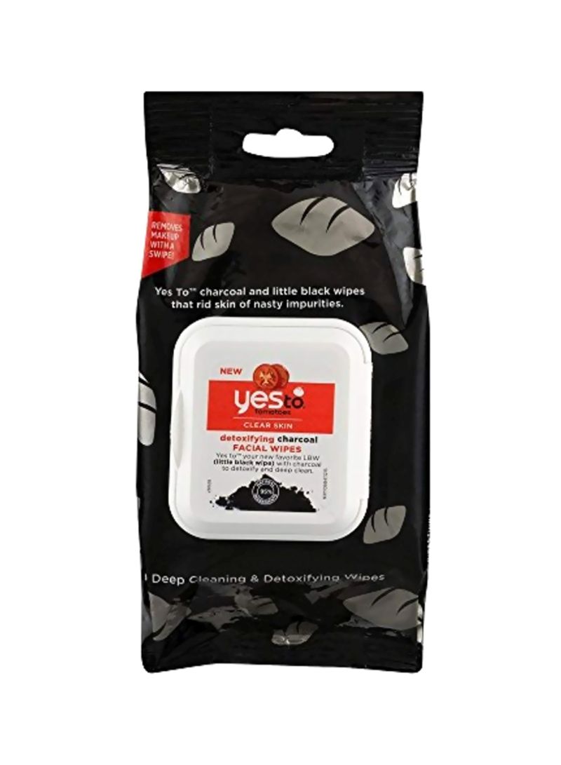 Pack Of 5 Tomatoes Detoxifying Charcoal Facial Wipes Black 1.76ounce