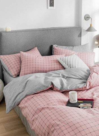 4-Pieces Super King Size Comfortable Printed Bedding Set Cotton Multicolour 200x230cm