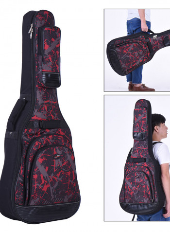 Red Guitar Bagpack With Pockets