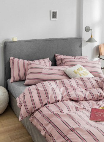 4-Pieces Super King Size Comfortable Printed Bedding Set Cotton Multicolour 200x230cm