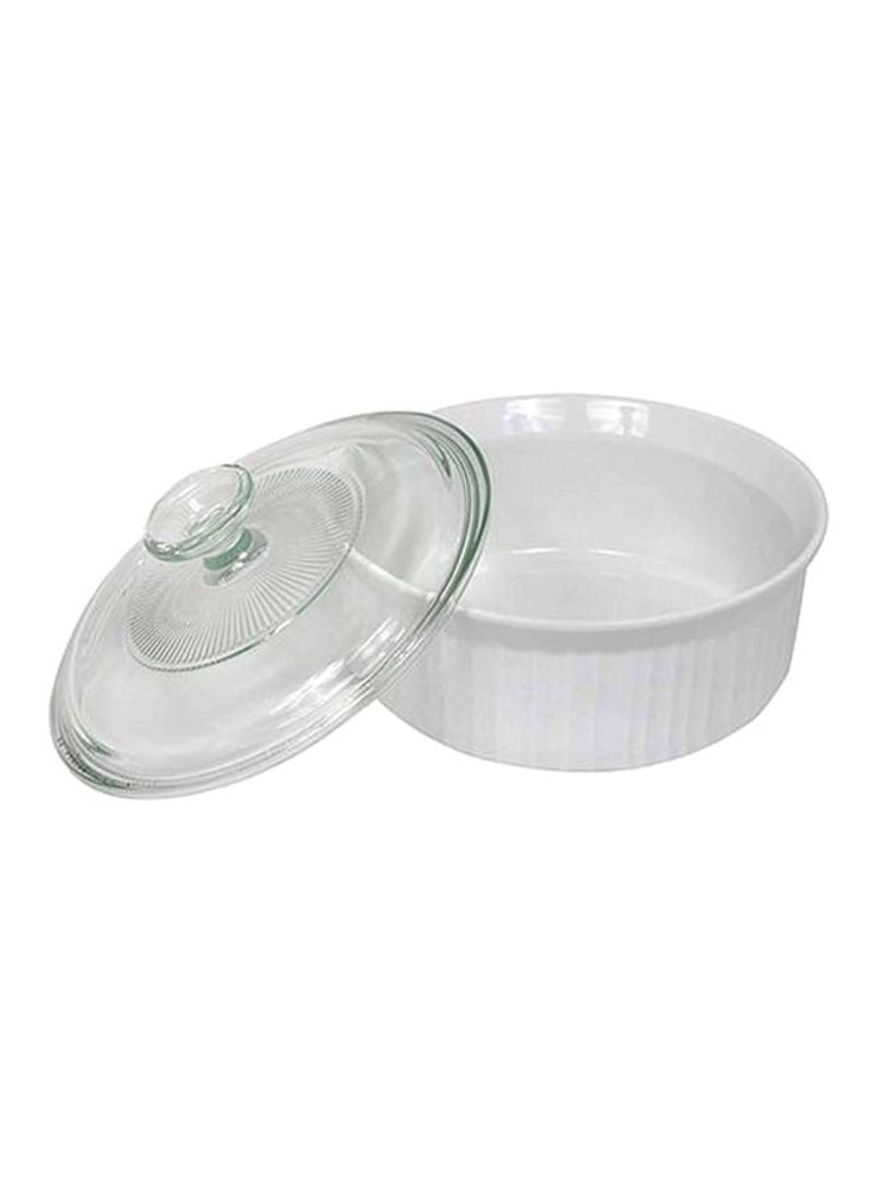 Casserole Dish With Glass Lid White/Clear 9x5x9inch