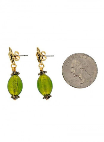 Brass Murano Glass Olives Shaped Earrings
