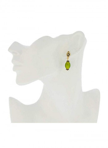 Brass Murano Glass Olives Shaped Earrings