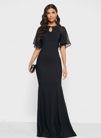 Key Hole Neck Detail Dress Black