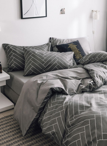 4-Piece Comfortable Single Size Printed Bedding Set Cotton Multicolour 150x200cm