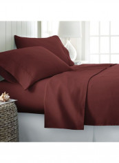 4-Piece Ultra Soft Solid Pattern Queen Sheet Set Red