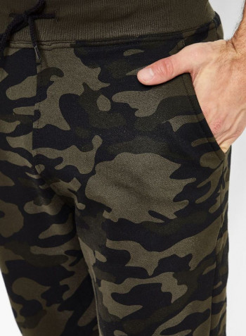 Camo Print Cotton Sweatpants Green