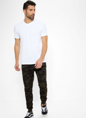 Camo Print Cotton Sweatpants Green