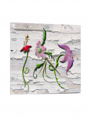 Flowers Printed Wall Clock Multicolour 13 x 13inch
