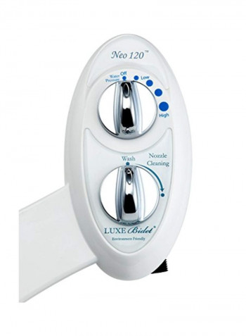 Fresh Water Non-Electric Mechanical Bidet Toilet Attachment White/Silver 17.4x3.8x7.1inch
