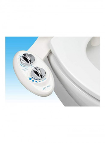 Fresh Water Non-Electric Mechanical Bidet Toilet Attachment White/Silver 17.4x3.8x7.1inch