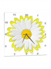 Daisy Printed Wall Clock White/Yellow 13 x 13inch