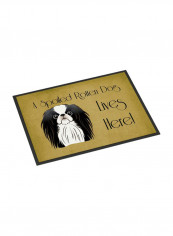 Japanese Chin Spoiled Dog Lives Here Indoor/Outdoor Mat Multicolour 14 x 19inch